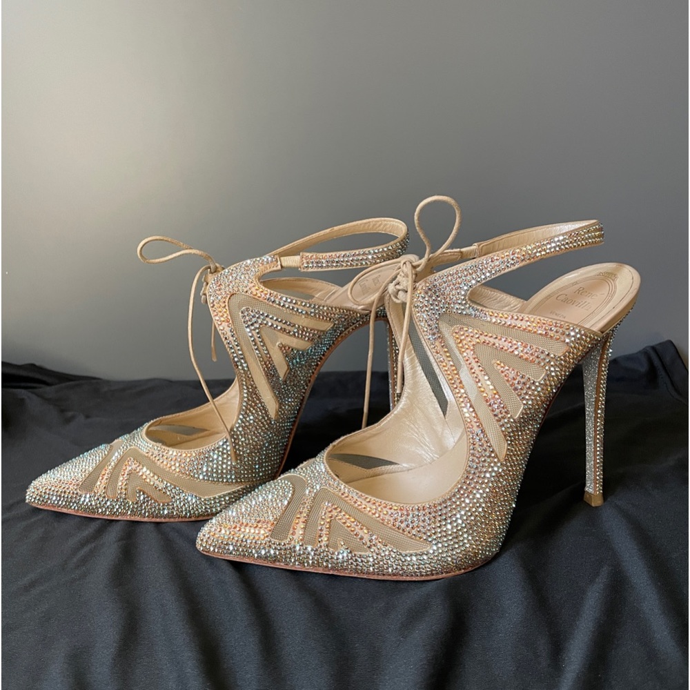 RENE CAOVILLA Gold Crystal Pumps